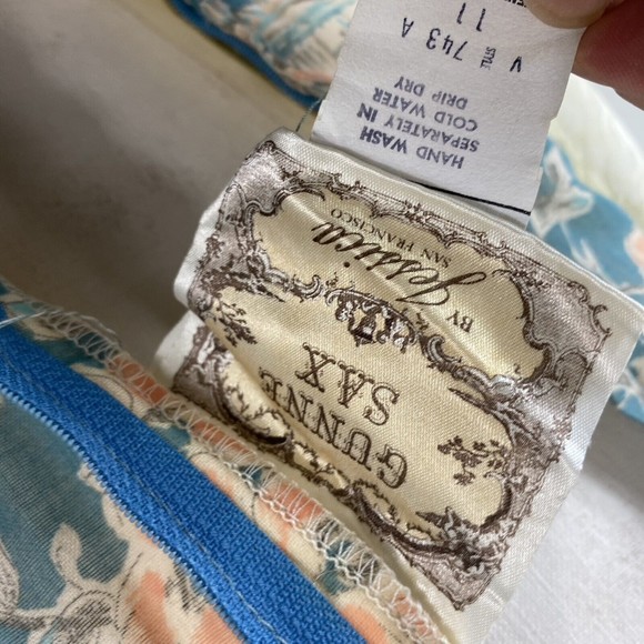 Vtg 70s Gunne Sax By Jessica Floral Voile Dress XS S Lace Boho Bell Sleeve - Picture 7 of 14